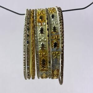 Lot of 9 Gold/Silver Tone Bangle Cuff Bracelets Thin Designs